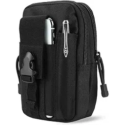 Men's Outdoor Tactical Waist Bag EDC Molle Belt Waist Pouch Security Purse Phone Carrying Case (Black)-image-46
