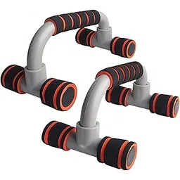 GOCART WITH G LOGO Push Up Bar Stand Pair Work Out Stand With Comfort Grip And Ergonomic Angle Foam Handles For Floor Workout Stand For Men & Women Pectorals Muscle Building Fitness Push Up Bar For Home And Gym Fitness ( Red & Grey Color )-picture-27