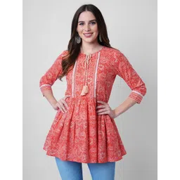 god bless Casual Regular Sleeves Floral Print Women Orange Top-picture-30