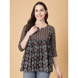 God Bless Floral Print Cotton Peplum Top-picture-17