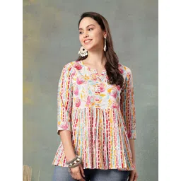 God Bless Floral Print Cotton Peplum Top-picture-22