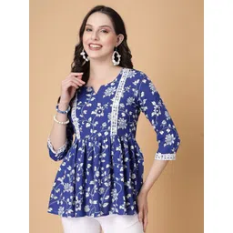 God Bless Floral Print Lace Empire Top image 1