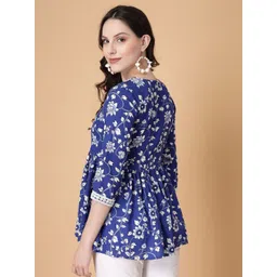 God Bless Floral Print Lace Empire Top image 3