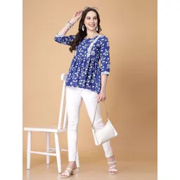 God Bless Floral Print Lace Empire Top image 5