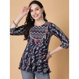 God Bless Floral Print Peplum Top-picture-20