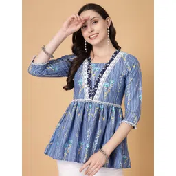 God Bless Floral Print Peplum Top-picture-14