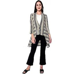 god bless Multi Colored Striped Crepe Printed Tunic with with Crop Top-picture-12