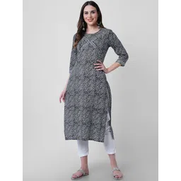 God Bless Women Black Geometric Printed Thread Work Kurta-picture-31