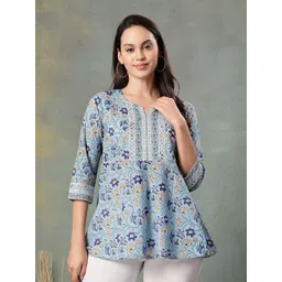 God Bless Women Floral Print Cotton Peplum Top-picture-28