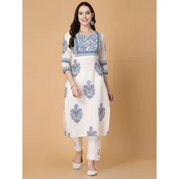 god bless Women Floral Print Pure Cotton Straight Kurta-picture-12