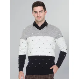 GODFREY Colourblocked V-Neck Woollen Pullover-picture-19