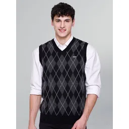 GODFREY Geometric Printed Sleeveless Woollen Sweater Vest-picture-23