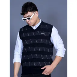 GODFREY Men Striped V-Neck Sleeveless Sweater Vest-picture-33