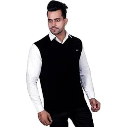 godfrey Men's V-Neck Premium Cotton Sleeveless Sweater (Black, 2XL)-picture-31