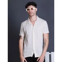 GODFREY Standard Self Design Cuban Collar Pure Cotton Shirt-picture-20