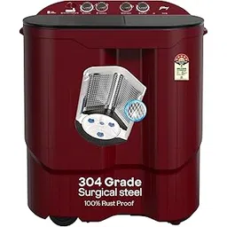Godrej 10.5 Kg 5 Star Semi-Automatic Top Load Washing Machine With Toughened Glass Lid(WSEDGE JAZZ 105 5.0 DB3 M CSRD, Stainless Steel Drum, Drying at 1440 RPM Speed, Crystal Red)-picture-12