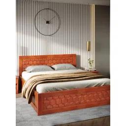 Godrej Interio Honeycomb Dark Walnut Solid Wood Queen Bed-picture-45