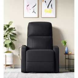 godrej interio Milos Leatherette 1 Seater Recliner In Black Colour With Massager-picture-14