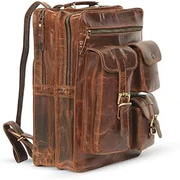 godzi Vintage Full-Grain Leather Backpack, Brown, Water-Resistant, Multiple Pockets, 12x16x5 Inches, Premium Hairon Leather, Weekend Travel Bag-picture-16