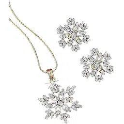 goho Sparkling Snowflake Pendant and Earring Set-picture-17