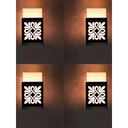 Gojeeva Black 4 Pieces Wood Square Shaped Textured Contemporary Wall Lamp-picture-47