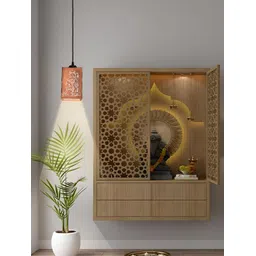 Gojeeva Brown & White 2 Pieces Textured Contemporary Wooden Ceiling Lamps-picture-11