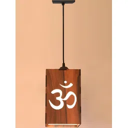 Gojeeva Brown & White 2 Pieces Textured Contemporary Wooden Ceiling Lamps-picture-17