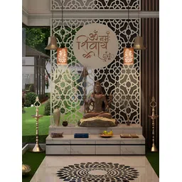 Gojeeva Brown & White 2 Pieces Textured Contemporary Wooden Ceiling Lamps-picture-10