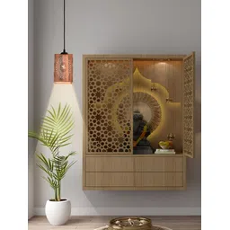 Gojeeva Brown & White 2 Pieces Textured Contemporary Wooden Ceiling Lamps-picture-23