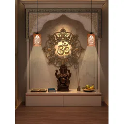 Gojeeva Brown & White 2 Pieces Textured Contemporary Wooden Ceiling Lamps-picture-22