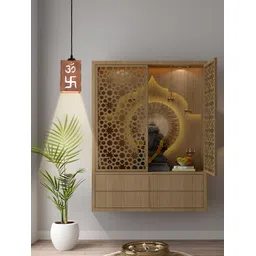 Gojeeva Brown & White 4 Pieces Textured Contemporary Wooden Ceiling Lamps-picture-10