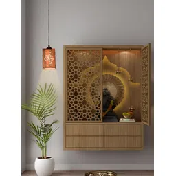 Gojeeva Brown & White 4 Pieces Textured Contemporary Wooden Ceiling Lamps-picture-11