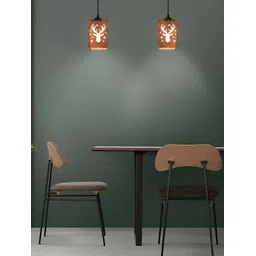 Gojeeva Brown & White 4 Pieces Textured Contemporary Wooden Ceiling Lamps-picture-12