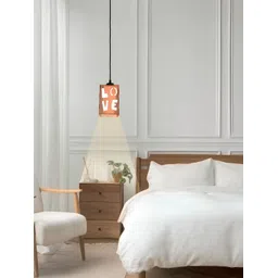 Gojeeva Brown & White 4 Pieces Textured Contemporary Wooden Ceiling Lamps image 1