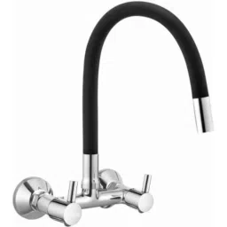 Gold Bell Flora Brass Black &a; Silver Wall Mounted Chrome Finish Sink Mixer-picture-14