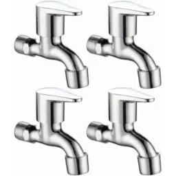 Gold Bell Pan Stainless Steel Silver Wall Mounted Chrome Finish Short Body Bib Tap with Wall Flange (Pack of 4)-picture-47
