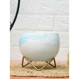 GOLD DUST Marble White 2 Pieces Printed Metal Planters-picture-39