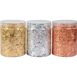Gold Foil Flakes 45g (3 Bottle Set – Gold, Silver & Rose Gold) with Tweezer | 15g Each | Premium Metallic Leaf Flakes for Cake Decoration, Resin Art, Nail Art & DIY Crafts-picture-20