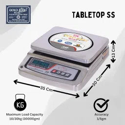GOLD KING SCALE Electronic Chargeable Weighing Machine - 30kg x 1g Accuracy, Dual Display, Stainless Steel Pan - Ideal for Kirana Shops, Hotels, Grocery Stores, and Factories image 3