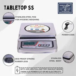 GOLD KING SCALE Electronic Chargeable Weighing Machine - 30kg x 1g Accuracy, Dual Display, Stainless Steel Pan - Ideal for Kirana Shops, Hotels, Grocery Stores, and Factories image 1