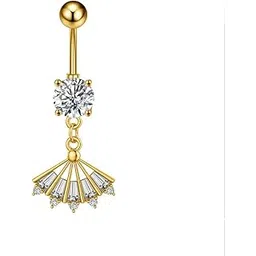 gold nera GoldNera Belly Button Navel Piercing Body Jewellery Ring Gold-Plated Stainless Steel Crystal Pretty Design with Cubic Zircon-picture-22