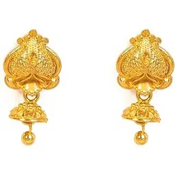 goldcash 22K Anti-Tarnish Gold-Plated Fashion Stud Earrings | Filigree Stud Earrings | Gold Tone Western Style Dangler Earrings | Jhumki Jumka Earrings Set | Yellow Chimes Earrings| Birthday Gift | Anniversary Gift | Studs Bali Hoop for Women & Girl's-picture-13