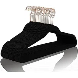 Golden bird Polyurethane, Non-Slip Velvet Hangers, Suit Hangers Ultra Thin Space Saving 360 Degree Swivel Hook Clothes Hangers - Pack of 6 Count (Black)-picture-14