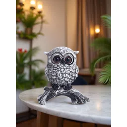 Golden Peacock Black & White Owl Showpiece-picture-37