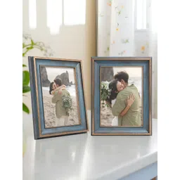 Golden Peacock Blue & Beige 2 Pieces Table Photo Frames-picture-36