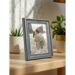 Golden Peacock Blue & Beige Textured Table Photo Frame-picture-14