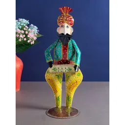 Golden Peacock Blue & Yellow Sardar Musician Decorative Showpiece-picture-30