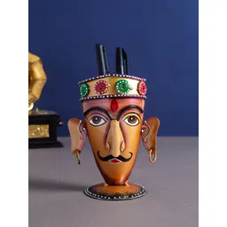 Golden Peacock Copper-Toned Antique Hand-Painted Iron Desk Organizer-picture-31