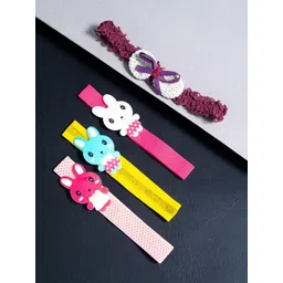 Golden Peacock Girls Multicoloured Set of 4 Hairband-picture-42