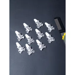 Golden Peacock Girls White & Silver-Toned Embellished Tic Tac Hair Clip-picture-25